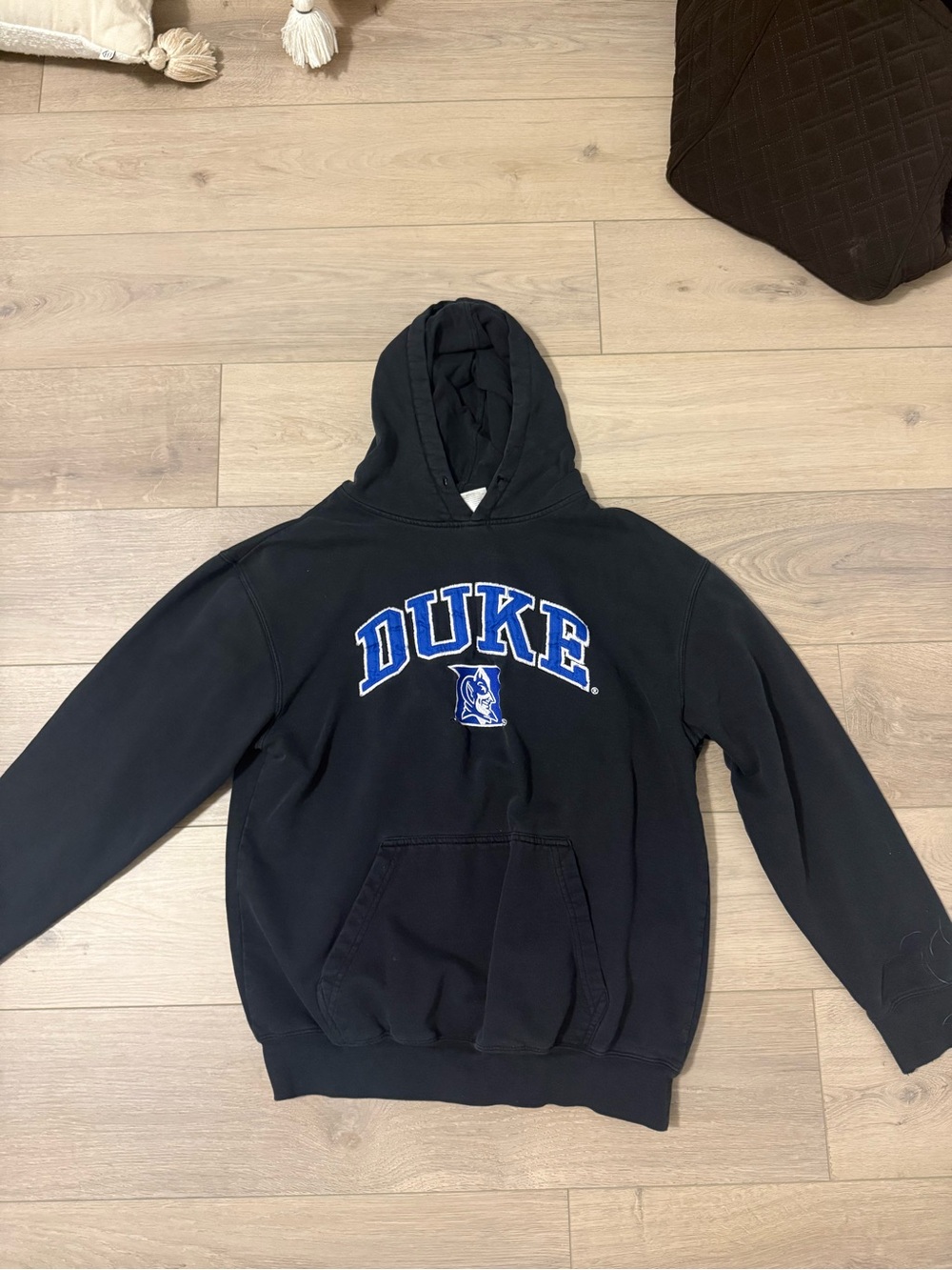 Duke Black Pullover Hoodie with Blue Logo